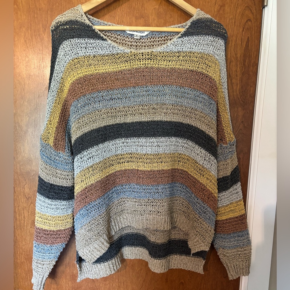 DAVI & DANI Yellow and Blue Crew Neck Sweater
